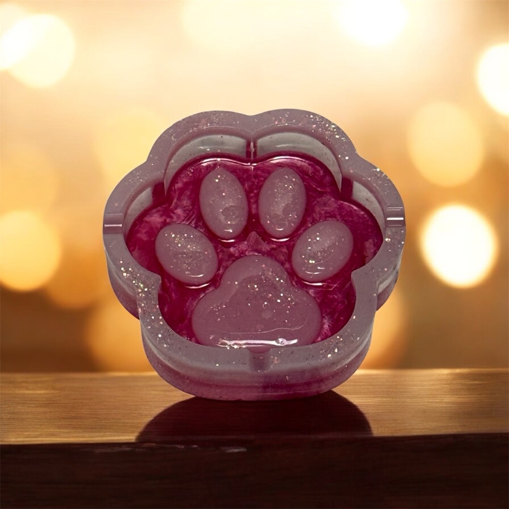 Hand Crafted Pink Glitter Paw Ashtray